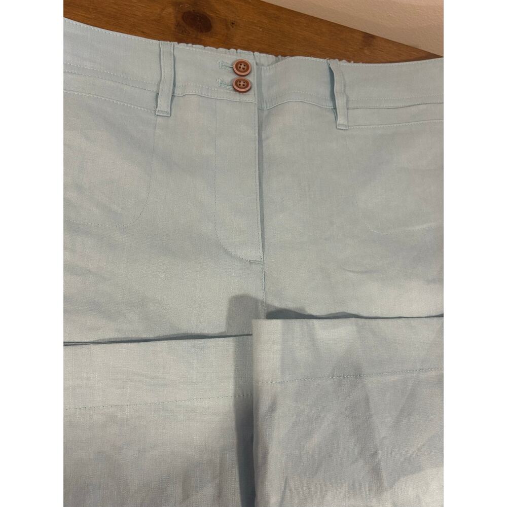 J. Jill Linen Stretch Wide Leg Crop Light Blue Pant NEW XL Petite Coastal Beach - Picture 11 of 12